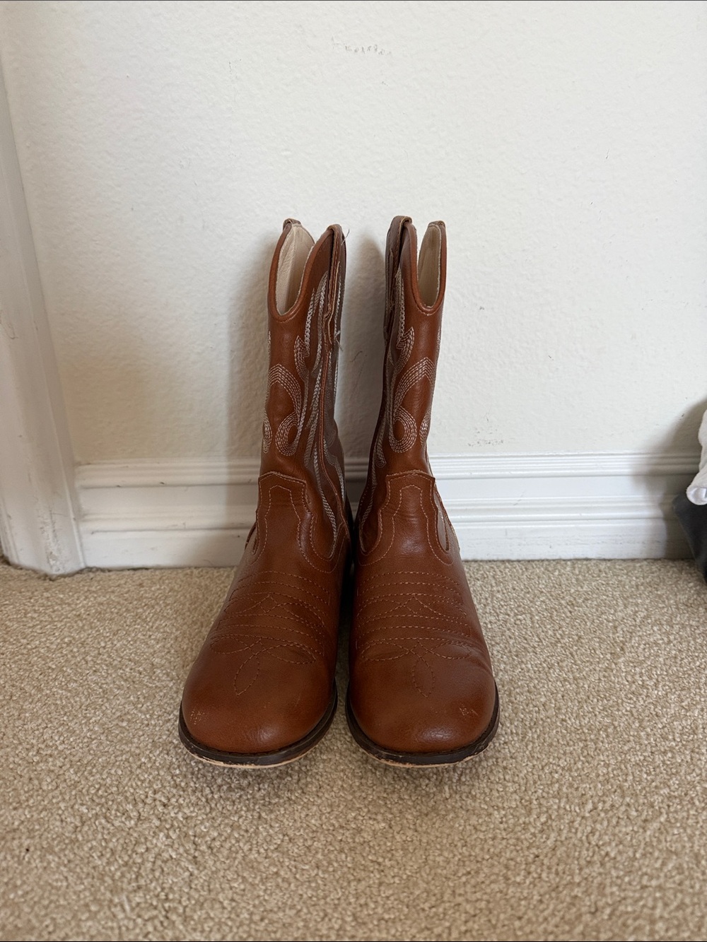 Kids Brown Cowboy Boots with Western Stitching